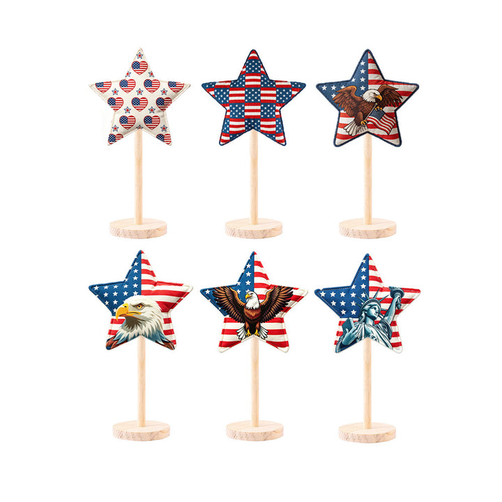 Unisex decorative fabric star display with wooden base Bowlift