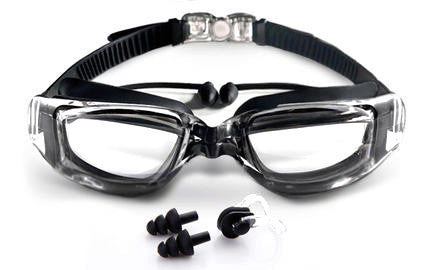 Swim goggles with ergonomic design and integrated ear protection Bowlift