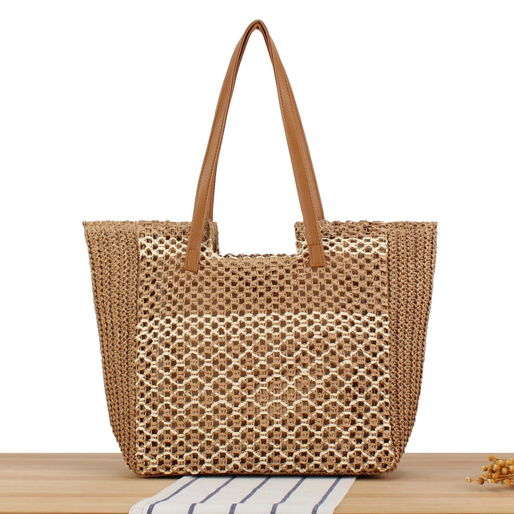 Woven beach bag with leather handles Bowlift