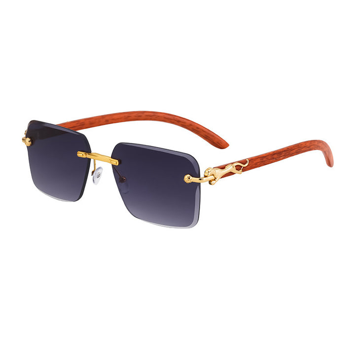 Women’s Fashion Square Sunglasses with Elegant Wooden Arms Bowlift