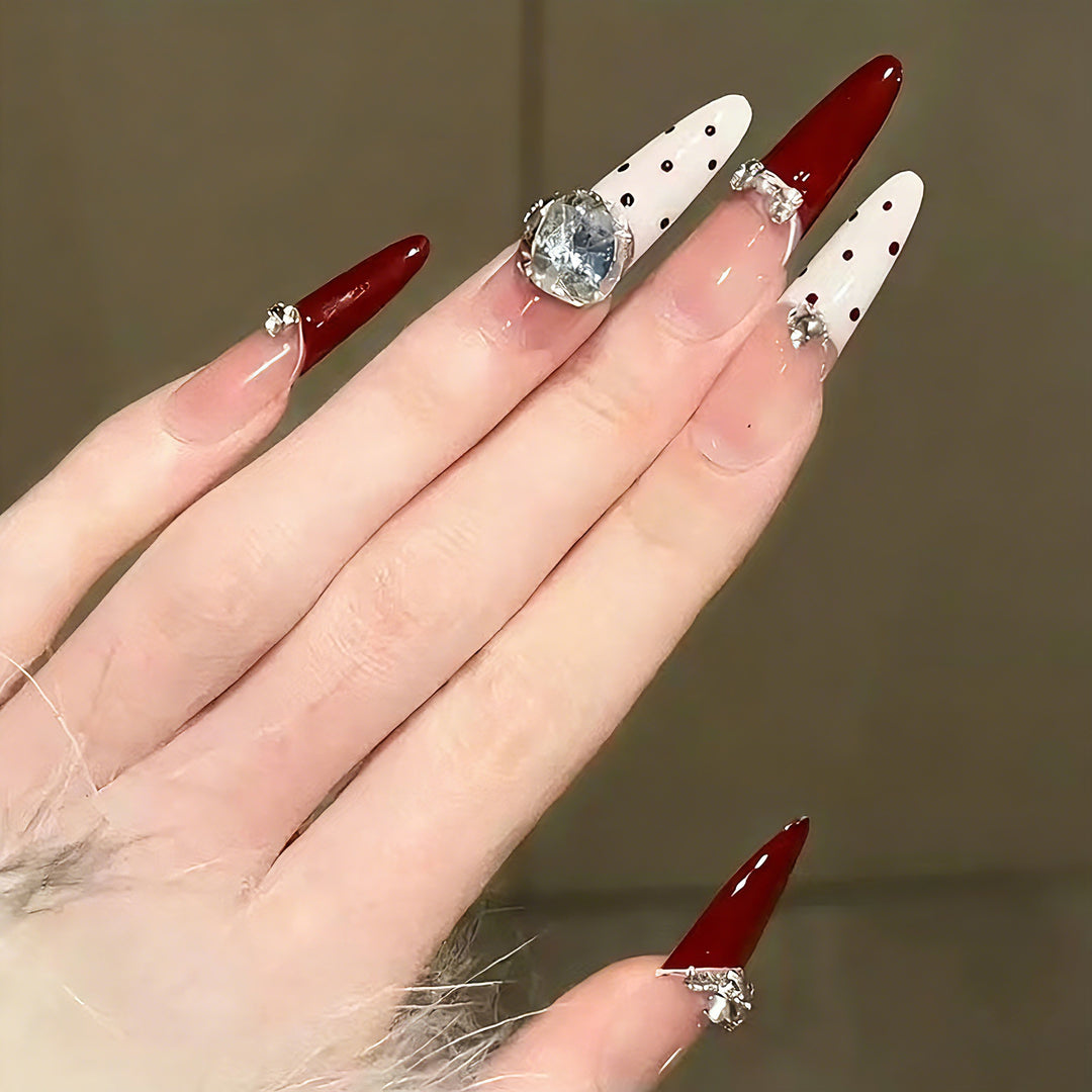 Glamorous artificial nail designs with crystal embellishments Bowlift