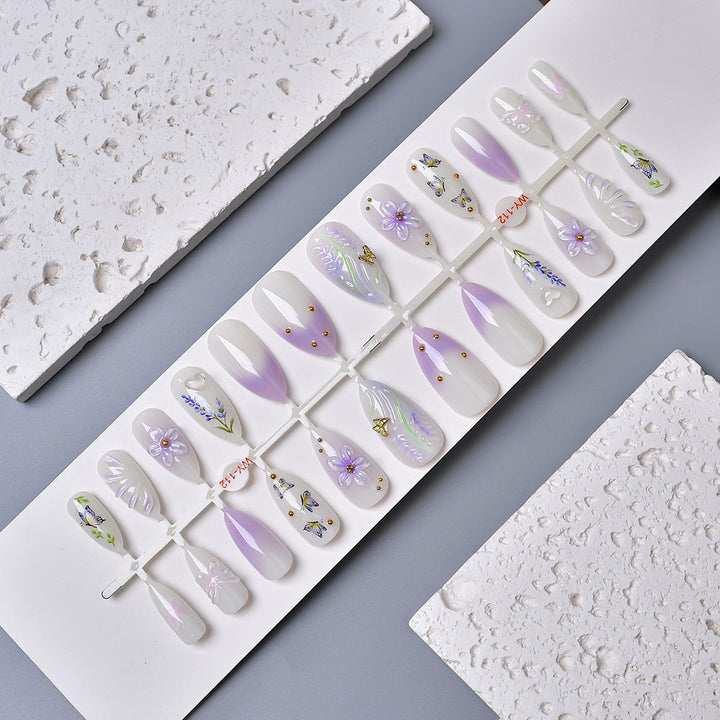 Elegant Floral Artwork Press-On Nails Bowlift