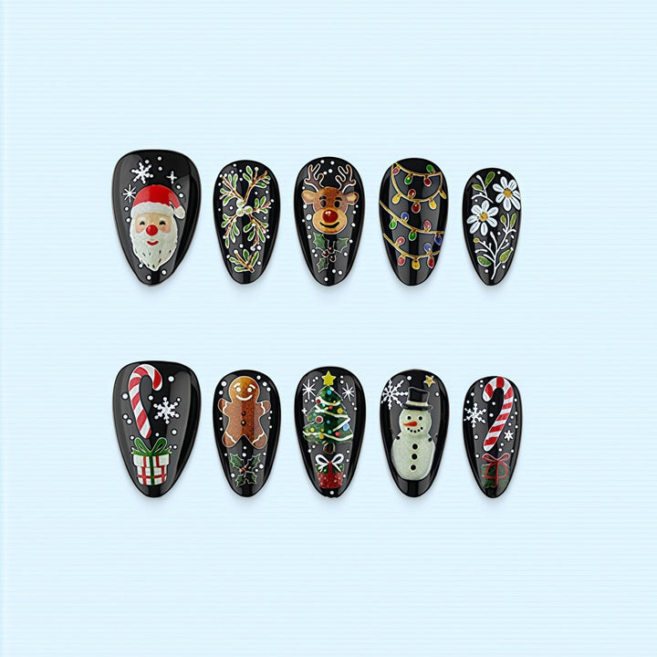 Festive artificial nail set with Christmas motifs Bowlift