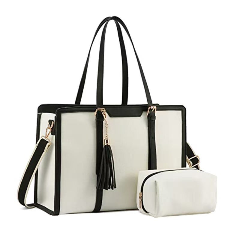 Elegant and Spacious Handbag with Removable Cosmetic Pouch Bowlift