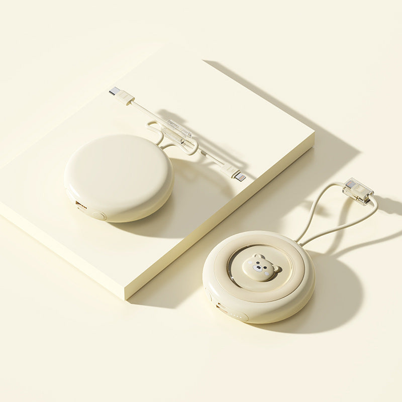 Compact power bank with integrated charging cable and stylish design Bowlift