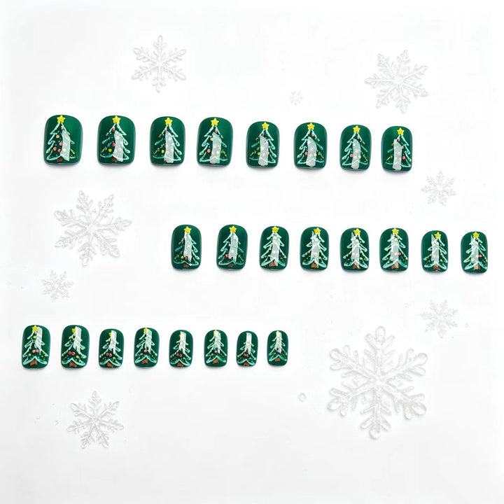 Festive Christmas Tree Nail Art Bowlift