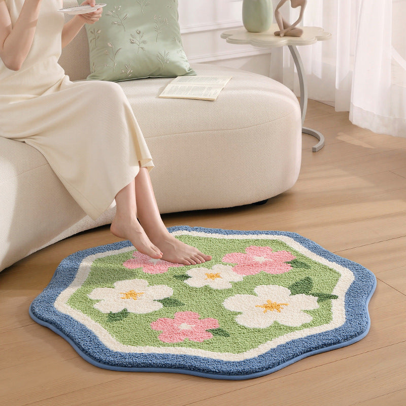 Floral-Patterned Soft Bath Mat Bowlift
