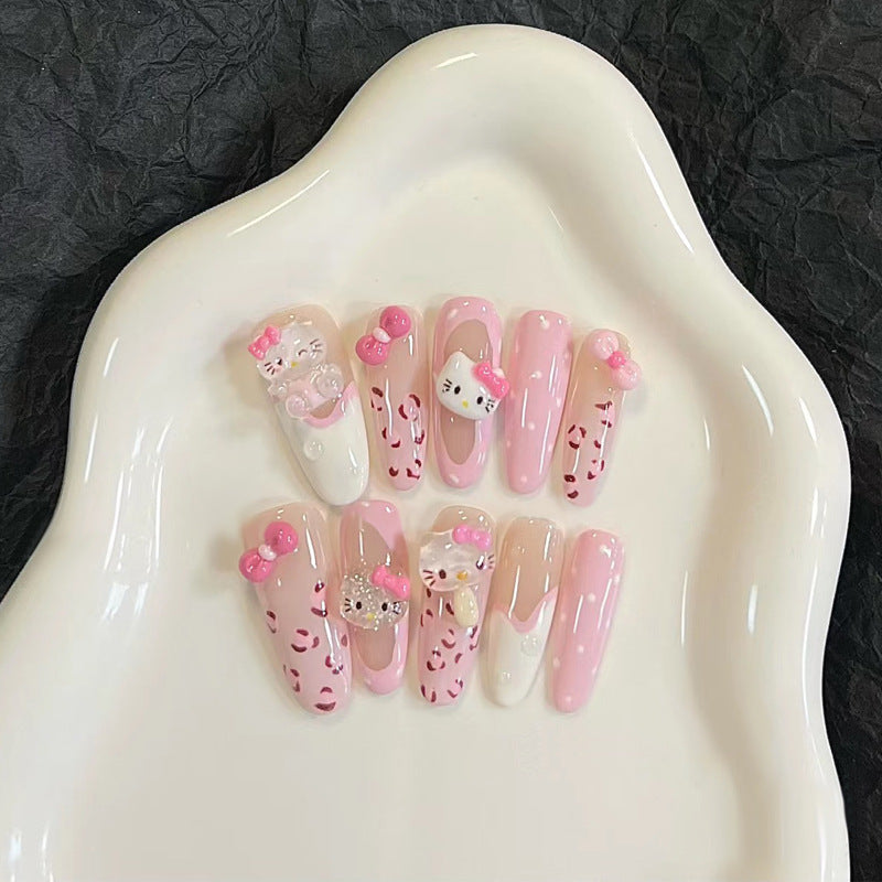 Elegant Long Press-On Nails Set with Artistic Tips Bowlift