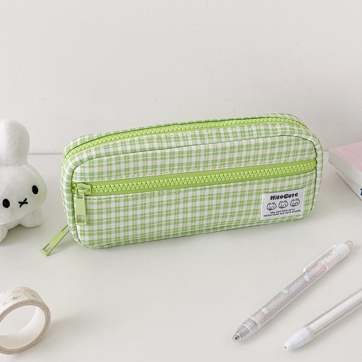 Stylish Gingham Checkered Pencil Case Bowlift