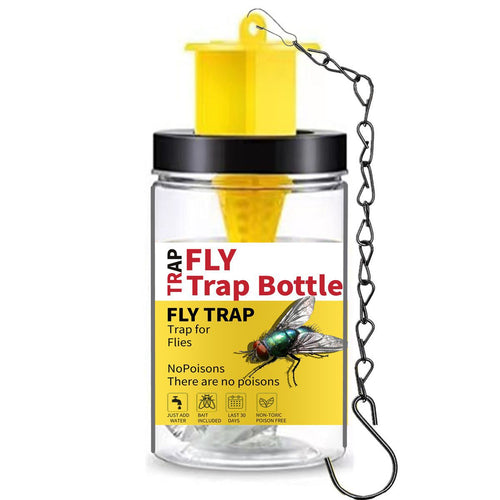 Reusable Hanging fly trap bottle with non-toxic bait dispenser Bowlift
