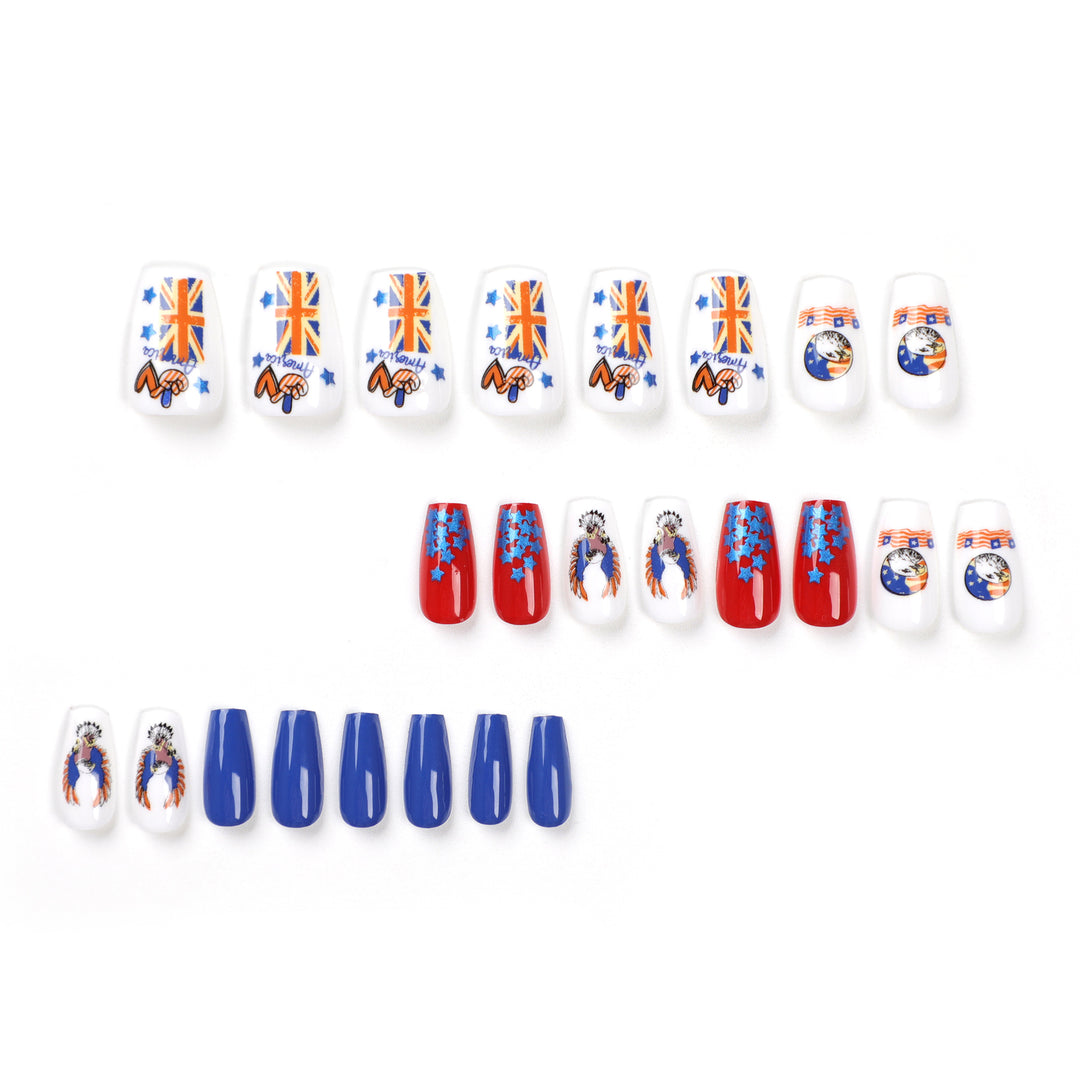 Artistic Nail Extensions with Patriotic Designs Bowlift