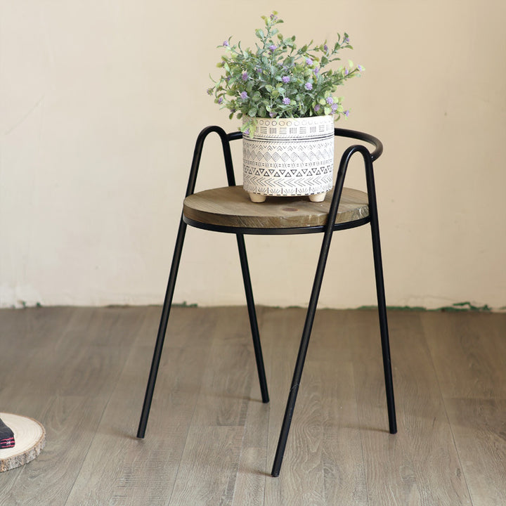 Modern stool with wooden seat and metal frame Bowlift