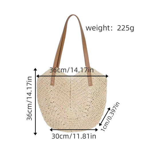 Handbag Made of Woven Natural Material with Elegant Carry Handles Bowlift