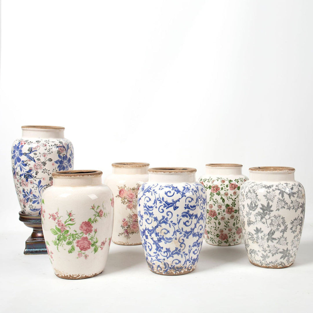 Floral Ceramic Vase with Artistic Design Bowlift