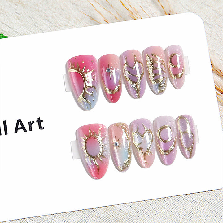 Elegant and creative artificial nails with metallic accents Bowlift