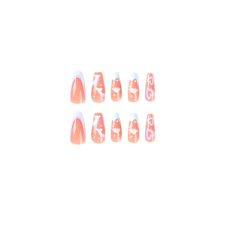 Creative Nail Art with Heart and Cloud Design Bowlift