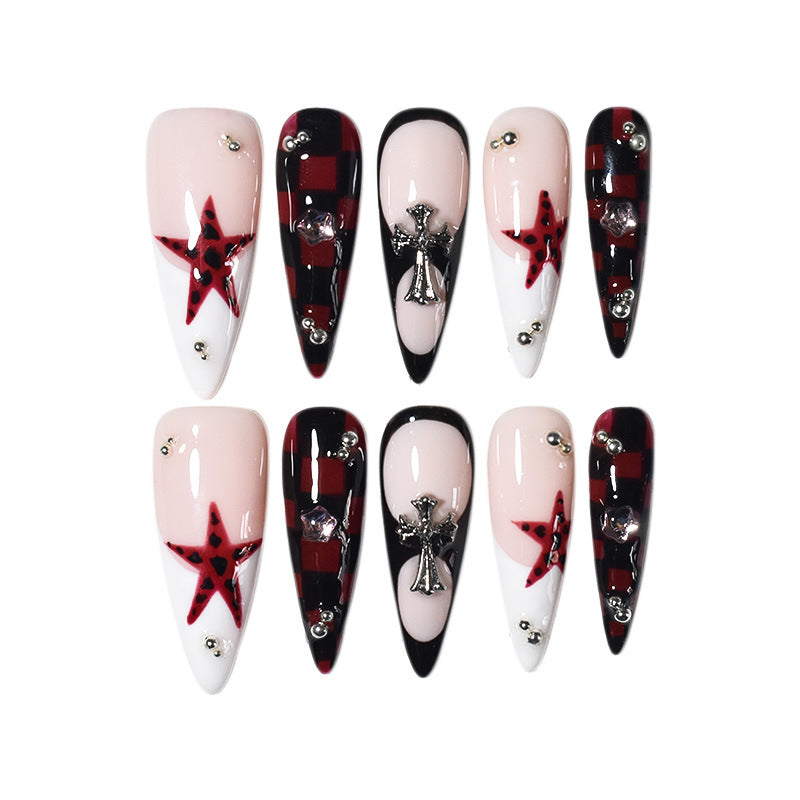 Artistic Stiletto Nail Extensions with Gem Accents Bowlift