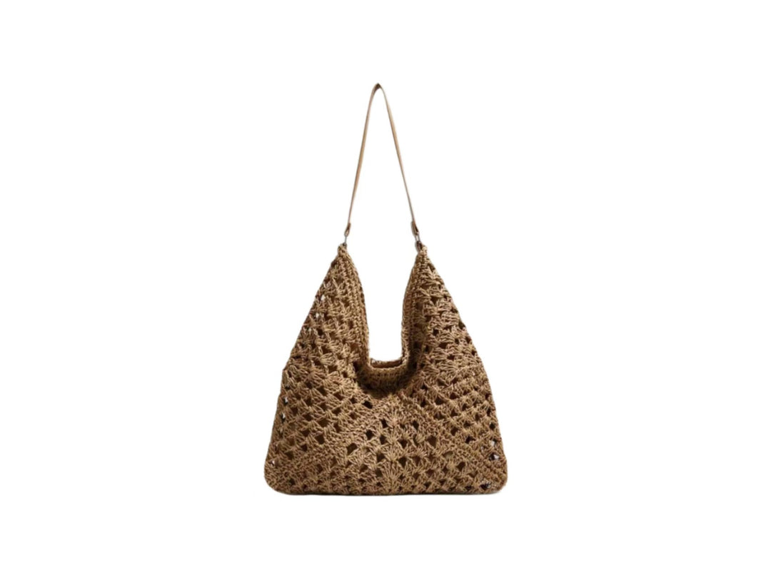 Handbag with Artistic Macrame Design and Flexible Carrying Comfort Bowlift