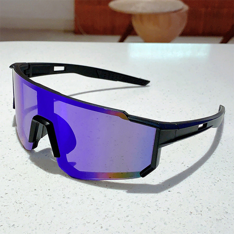 Unisex nan sporty shield sunglasses with continuous mirror lens and adjustable nose bridge Bowlift