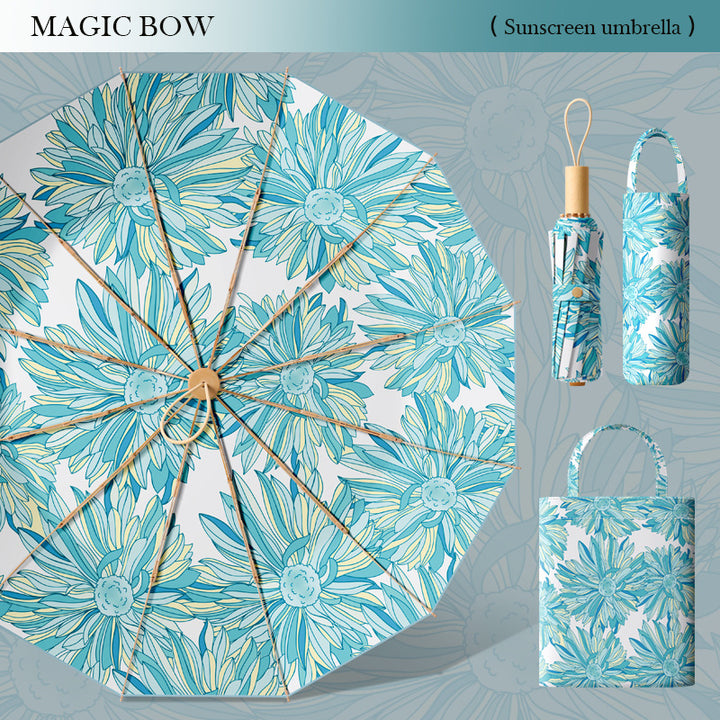 Women's creative sunshade with artistic floral pattern Bowlift