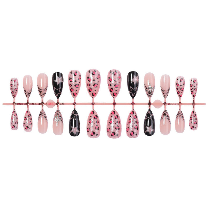 Creative nail art set with leopard and glitter accents Bowlift