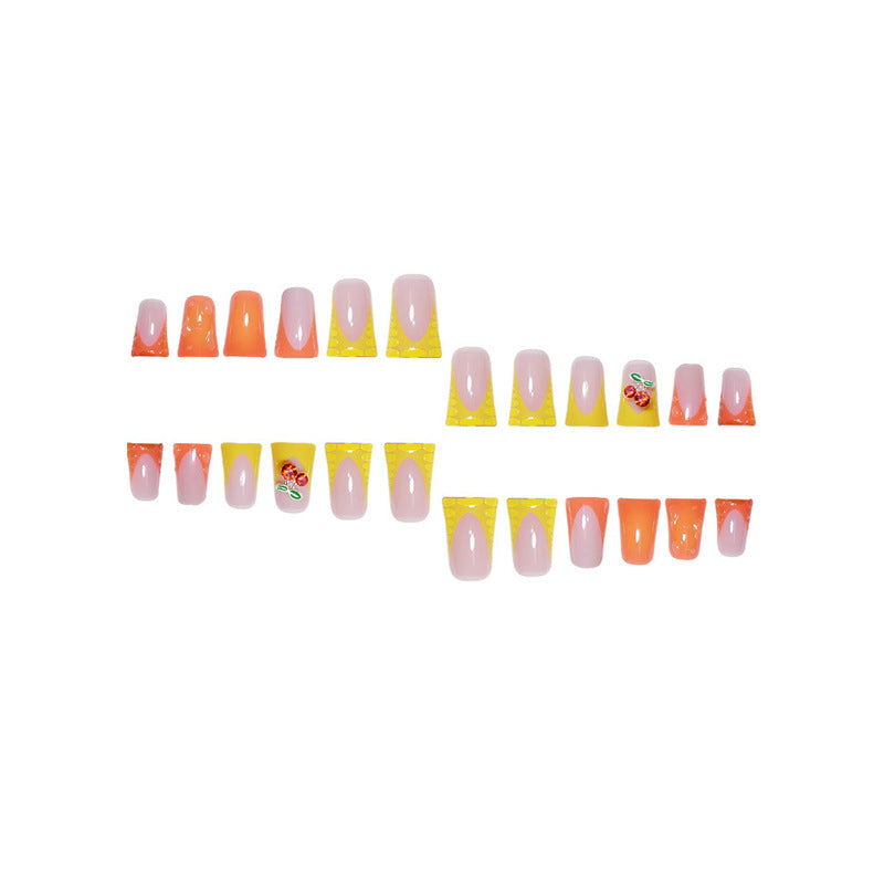 Creative Gel Press-On Nail Set with Fruit Accents Bowlift