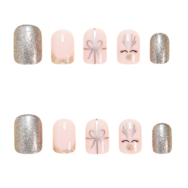 Elegant Festive Press-On Nail Art Set Bowlift