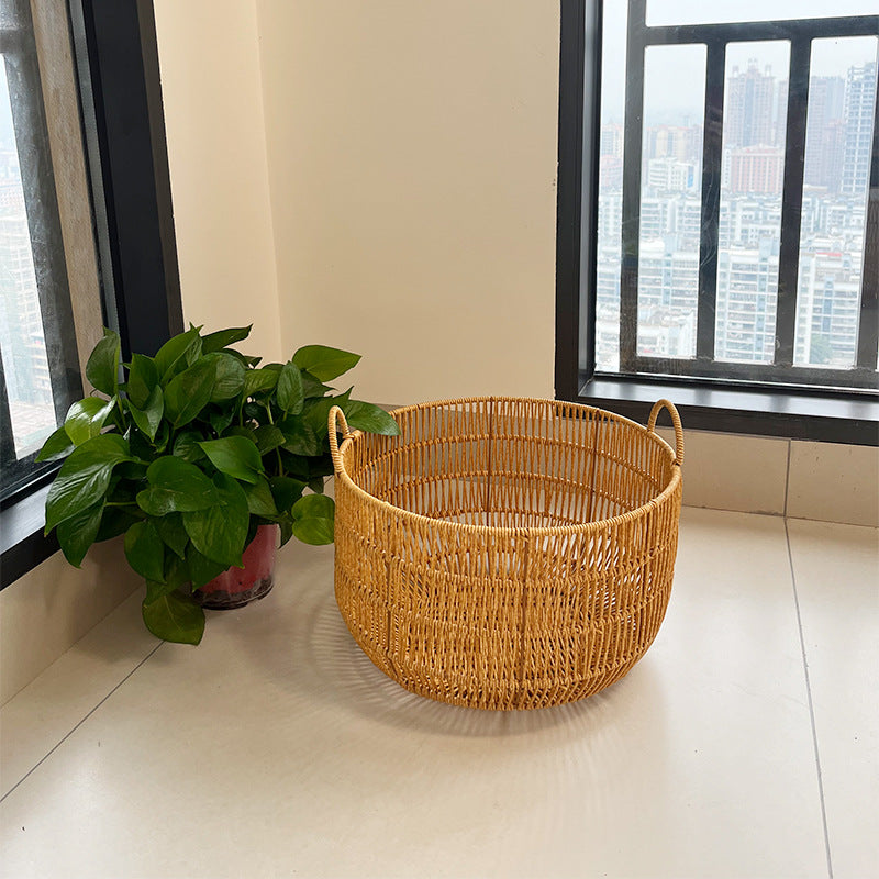 Women Round Braided Laundry Basket Bowlift