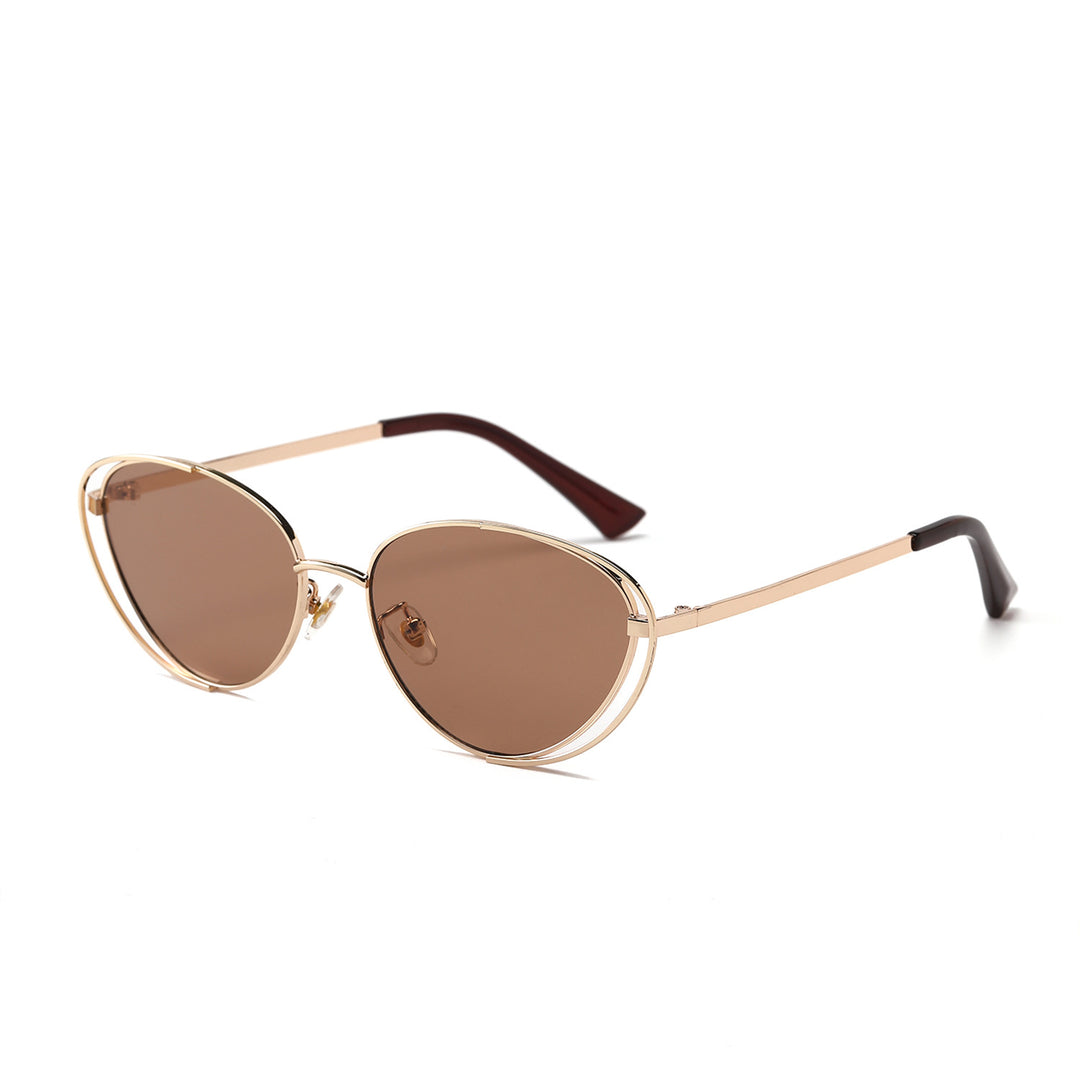 Ladies geometric sunglasses with red lenses and elegant metal frame Bowlift