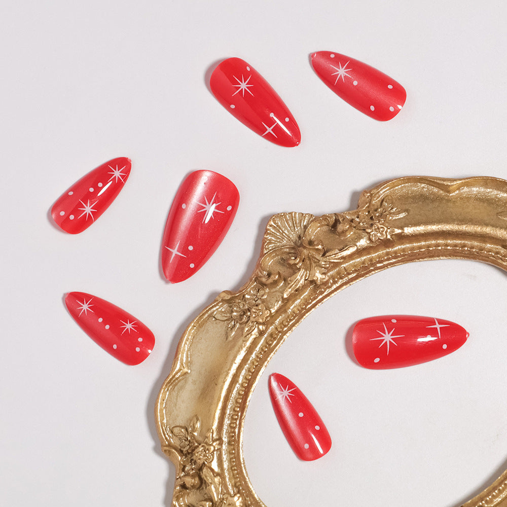Glossy Stiletto-Shape Press-On Nail Set Bowlift