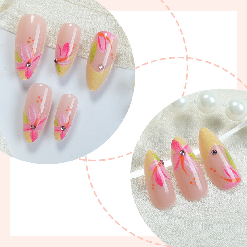 Floral-Themed Press-On Nail Art Bowlift