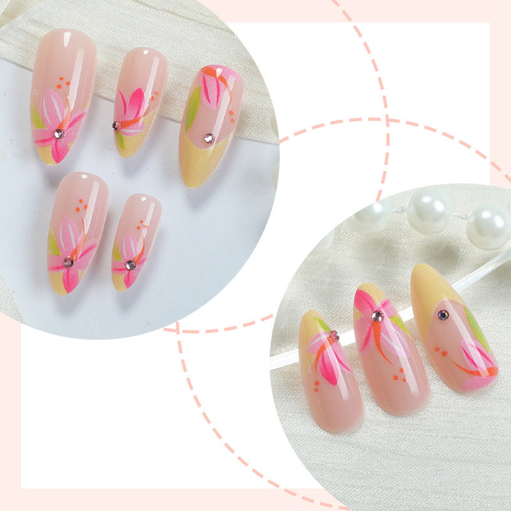 Floral-Themed Press-On Nail Art Bowlift
