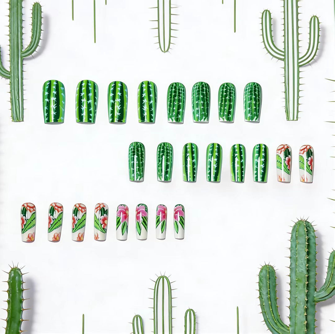 Decorative Floral Cactus Nail Art Bowlift