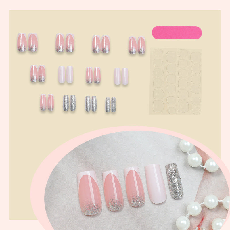 Elegant Press-On Nail Set with Glittering Tips Bowlift