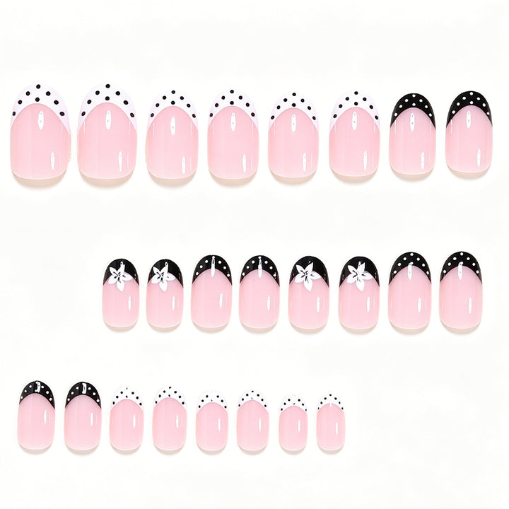 Decorative French Tip Press-On Nails Bowlift