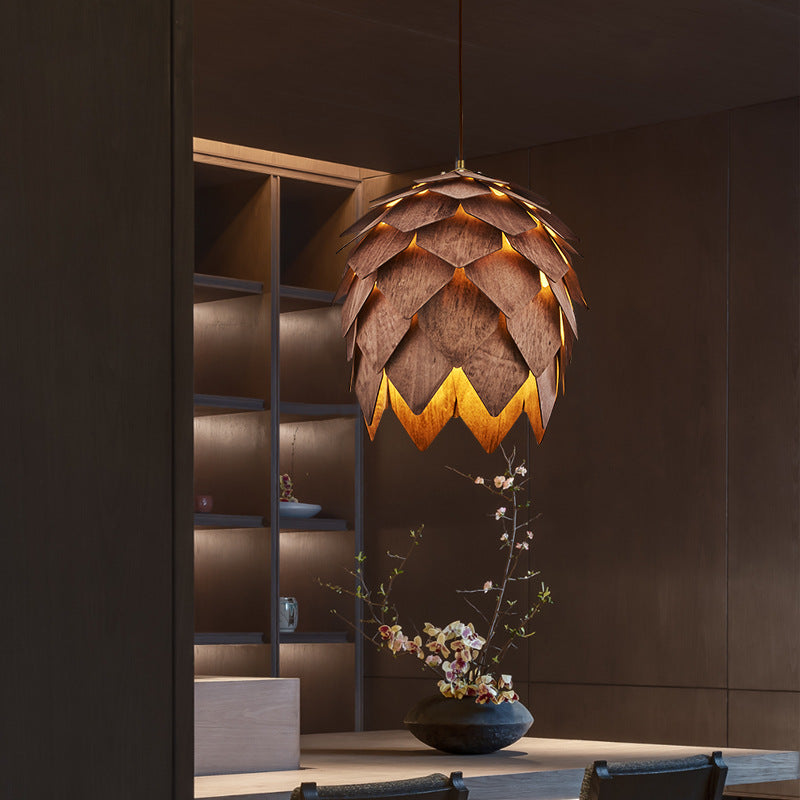 Solid Wood Pinecone Chandelier Wabi-Sabi Style