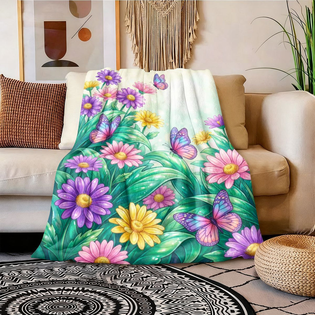Vibrant Floral Print Throw Blanket
