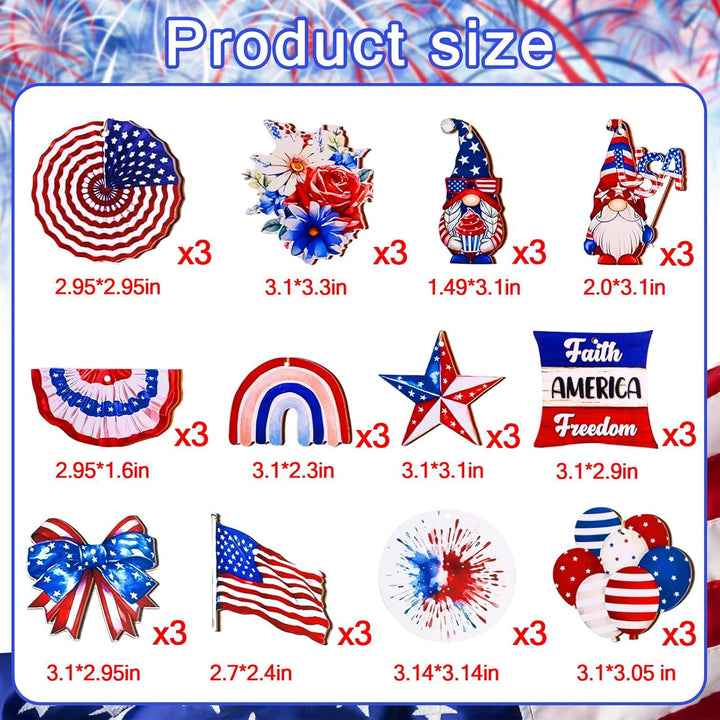 Independence Day patriotic wooden hanging ornament assortment for home and party Bowlift