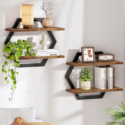 Wall shelf with modern honeycomb design Bowlift