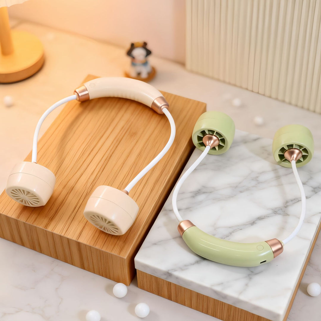 Women Portable Neck Fan with Flexible Design and Integrated USB Port Bowlift