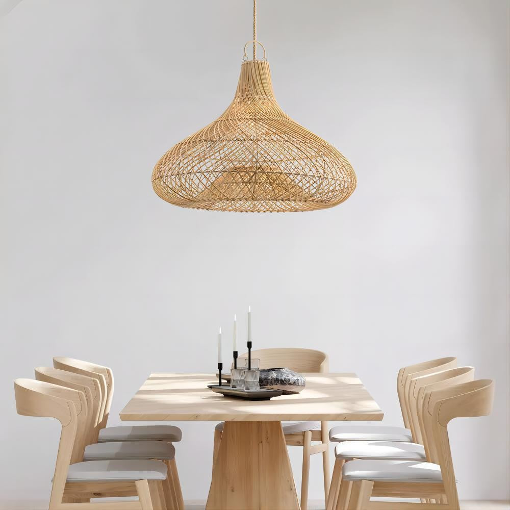 Decorative Hanging Light Made of Rattan Bowlift