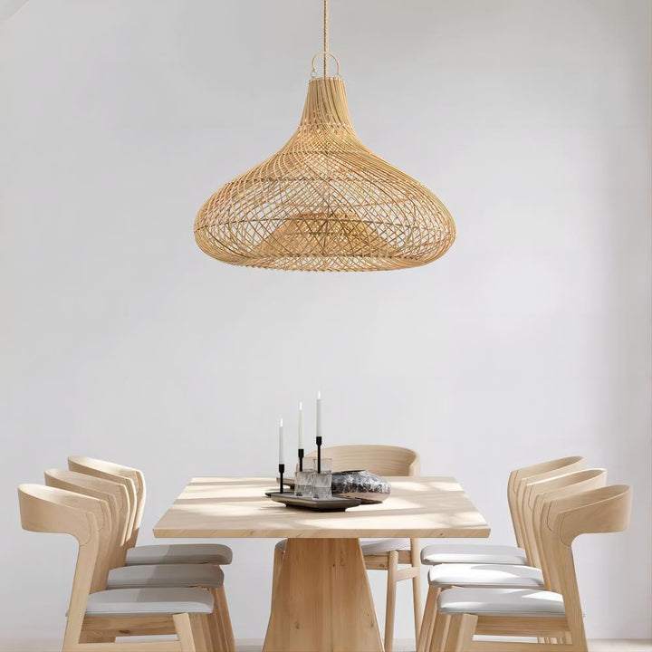 Decorative Hanging Light Made of Rattan Bowlift