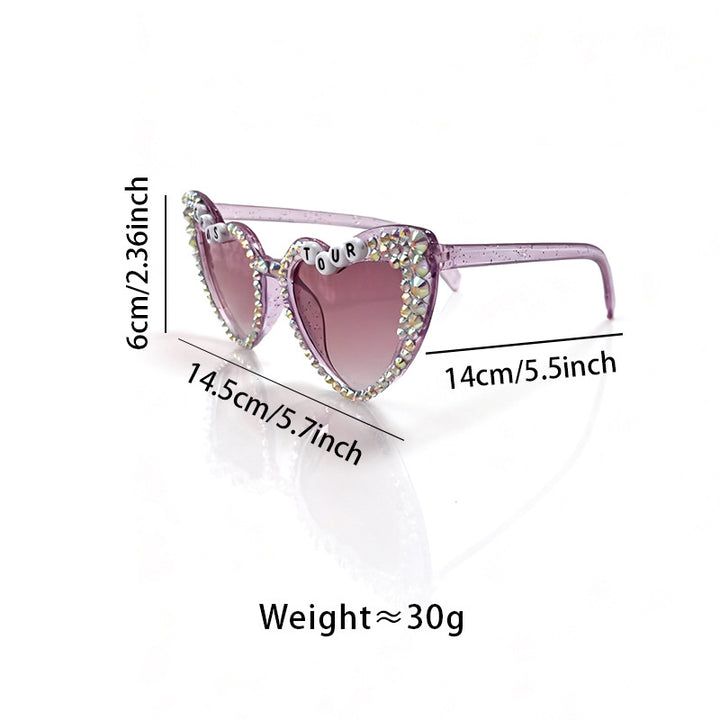 Decorative Rhinestone-Embellished Heart Sunglasses Bowlift