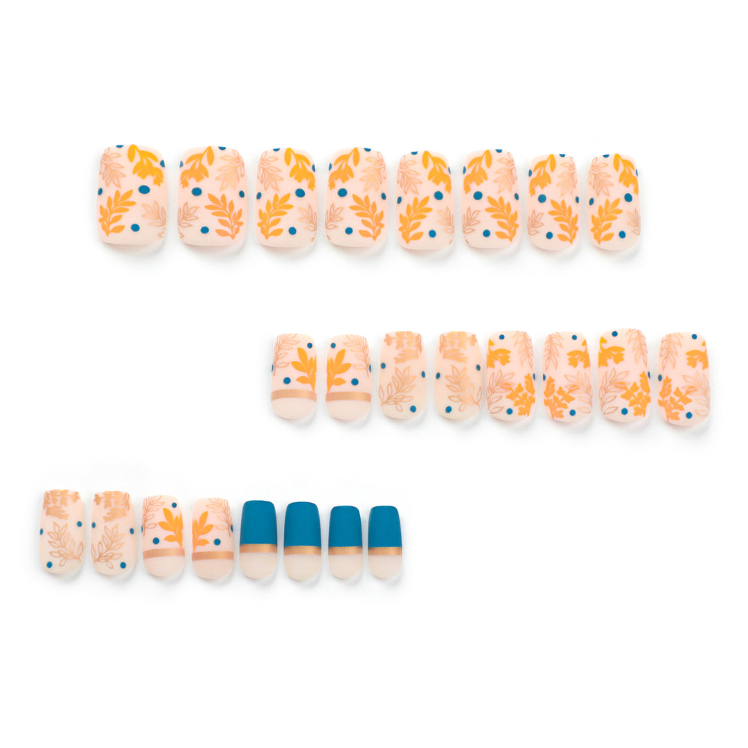Artistic nail design with floral and golden accent Bowlift