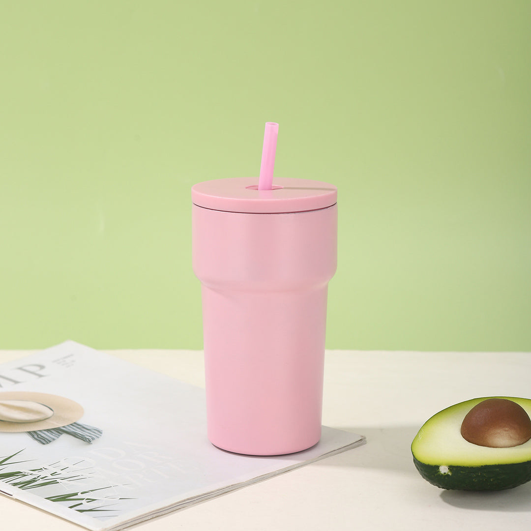 Unisex Insulated Drinking Cup with Dust Protection Lid and Straw Bowlift