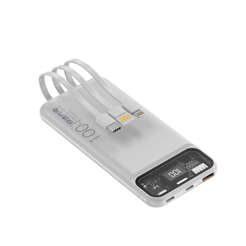 Portable power bank with multifunctional cable system and digital display Bowlift