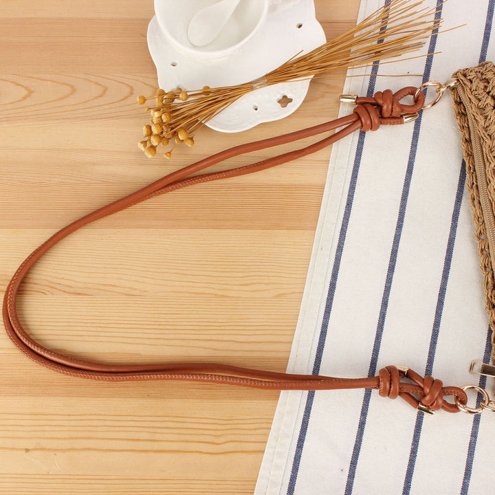 Braided Natural Material Handbag with Elegant Button Closure Bowlift