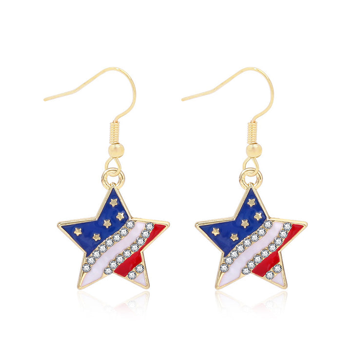 Women's lightweight star earrings with enamel flag design and fishhook Bowlift