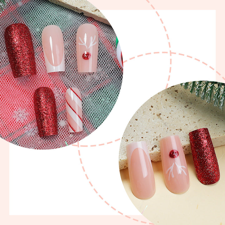 Holiday-Themed Press-On Nail Art Set Bowlift 1788495570
