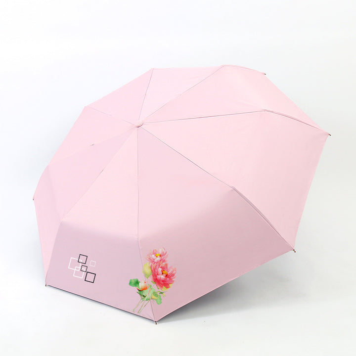 Women’s Folding Umbrella with Elegant Floral Design Bowlift